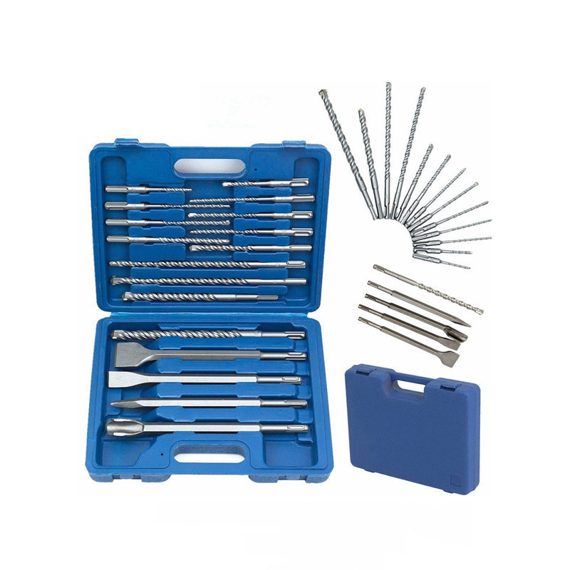 17 Pcs Single Tip Drill Bit Set Electric Hammer Drill Bit Set Sds-Plus Round Handle Slot Tip Chisel Set