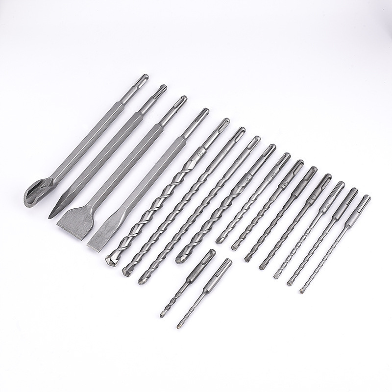 17 Pcs Single Tip Drill Bit Set Electric Hammer Drill Bit Set Sds-Plus Round Handle Slot Tip Chisel Set