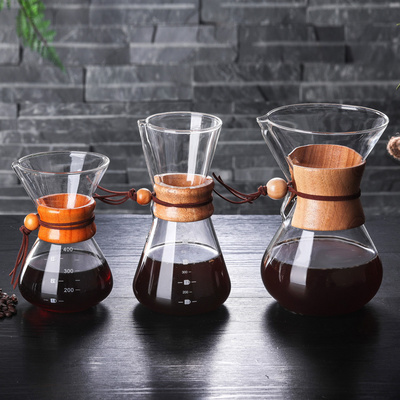 Clear Borosilicate 400ml 600ml 800ml Drip Coffee Pot Coffee Pour Over Maker Jug Glass Class Carafe