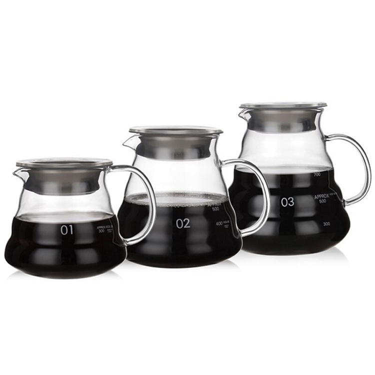 Eco-friendly different capacity percolator coffee pot with coffee dripper set