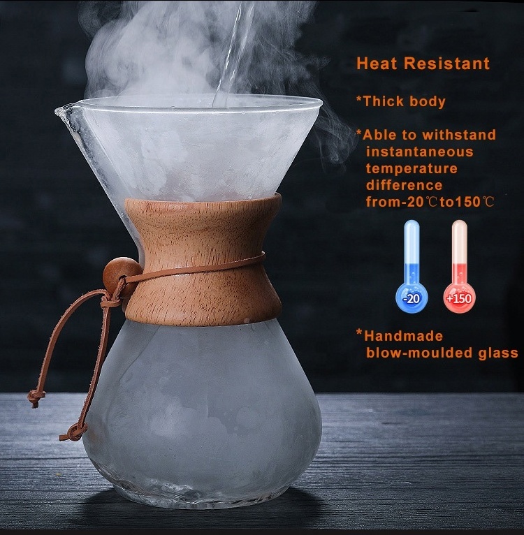 600Ml 800Ml Chemex  Pot Glass Screen Strainer Pour Over Coffee Maker