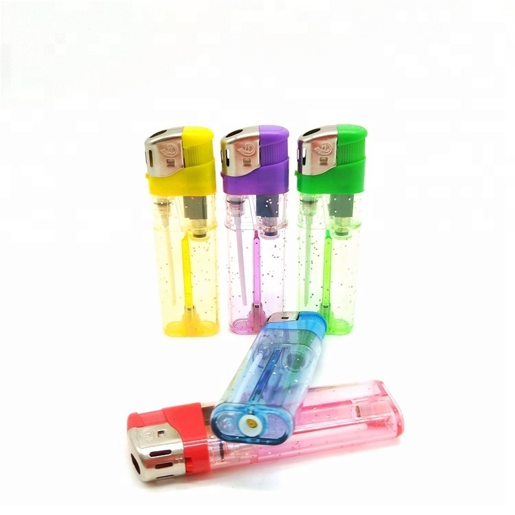 Cheap Price Transparent Plastic With Glitter Decoration Design Electric Lighter