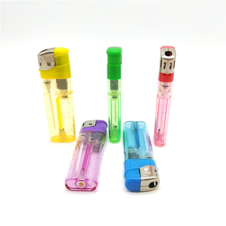 Cheap Price Transparent Plastic With Glitter Decoration Design Electric Lighter