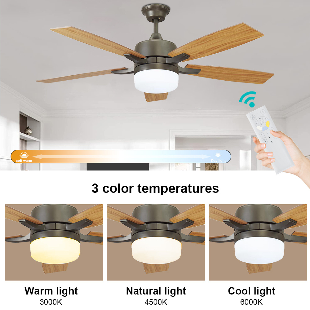 Modern Designer Remote Control Fandelier Ceiling Fan Farmhouse Led Wooden Ceiling Fan With Light