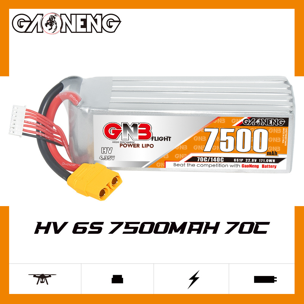 6S 7500mAh 22.8V 70C li-ion UAV Battery