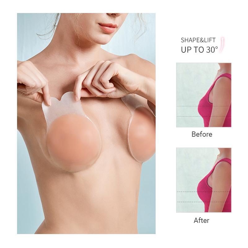 In Stock Opaque Invisible Nipple Pasties Sexy Silicone Boob Cover Push Up Bunny Shape Adhesive Nude Silicone Nipple Covers