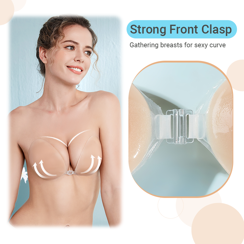 Reusable Push Up Silicone Strapless Self Adhesive Bra Gather Breasts Deep V Adhesive Bra Lasting Stickiness