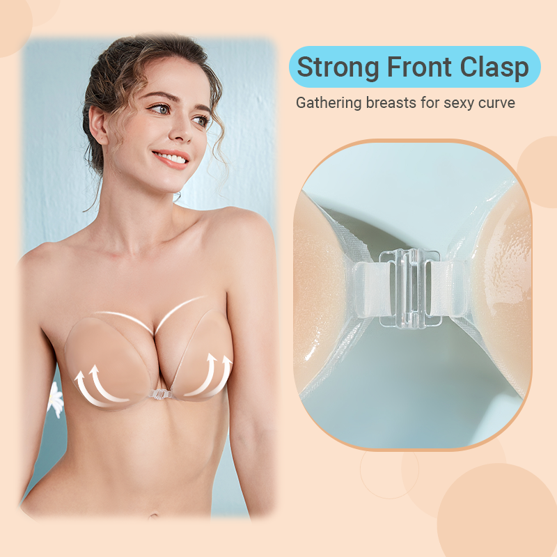 OEM ODM Adhesive Bra Invisible Sticky Strapless Breasts Push Up Big Size Vacation Invisible Silicone Strapless Backless Bra