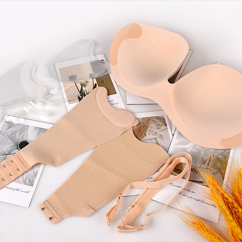 Opaque Womens Sexy Invisible Bra Sponge Air Inflatable Self Adhesive  Bra with Detachable Shoulder Strap