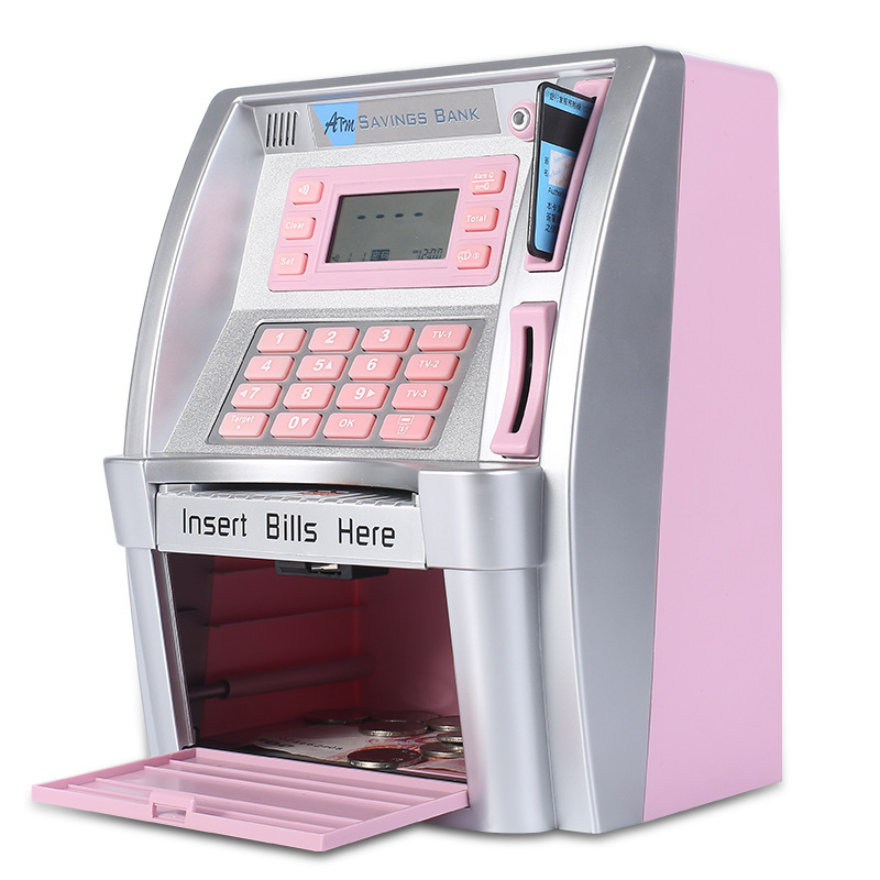 2023 ATM Piggy Bank for Real Money with Card Bill Feeder Coin Recognition Balance Calculator Digital Electronic Money Saving Box