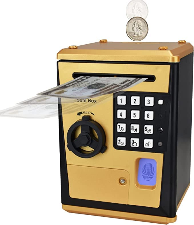 Factory Directly Toy Piggy Bank Safe Box Fingerprint ATM Bank ATM Machine Money Coin Savings Bank for Kids