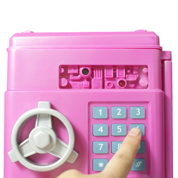 Mini Pink ATM Piggy piggy bank with coin counter