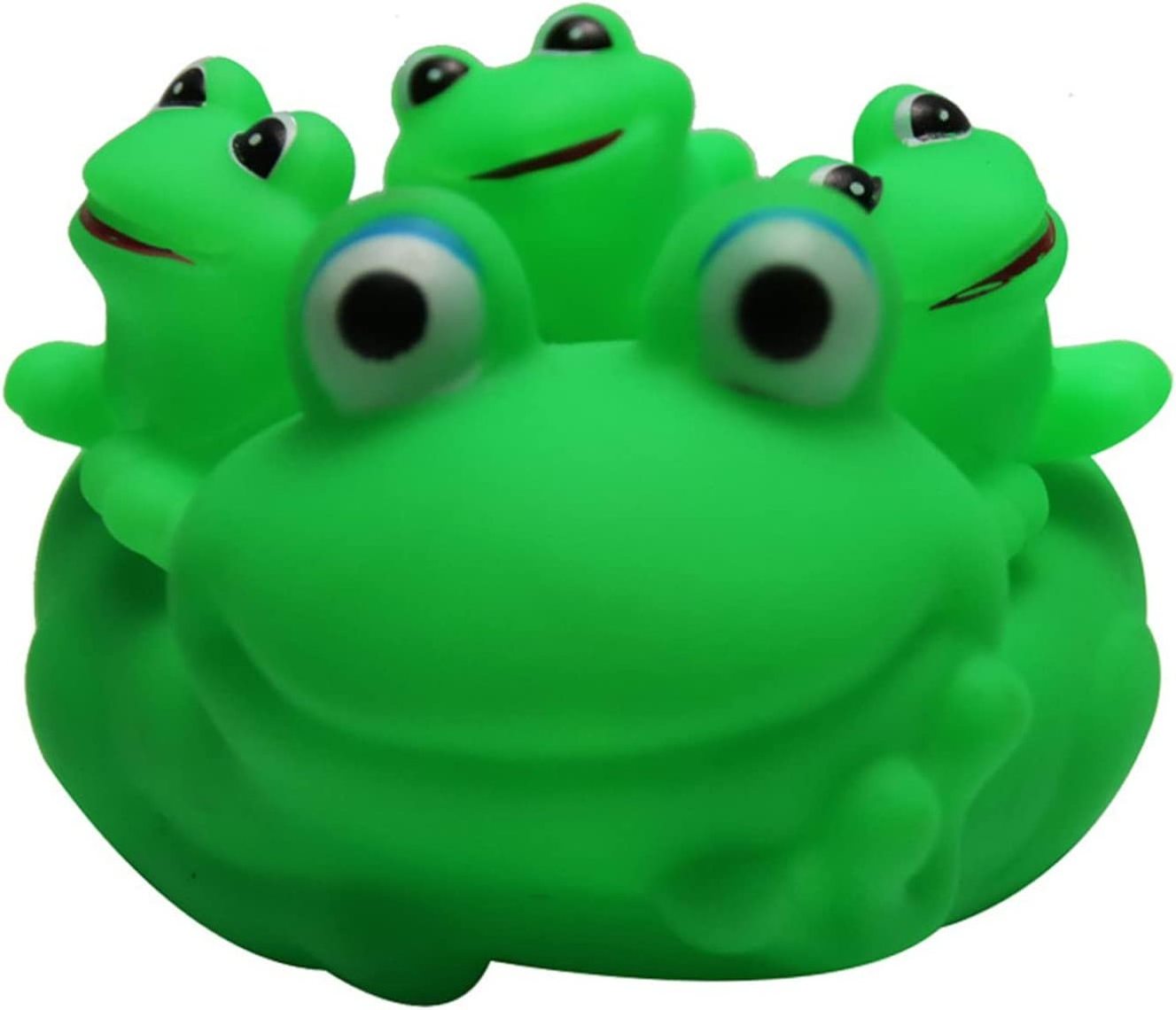 Custom Promotional Squeak Sound Floating Green Frog Rubber Bath Toy Baby Shower Swimming Bathtub Toys for Kids