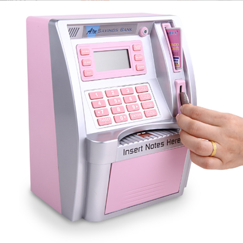 2023 ATM Piggy Bank for Real Money with Card Bill Feeder Coin Recognition Balance Calculator Digital Electronic Money Saving Box