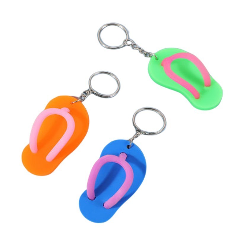 Custom Women Backpack Purse Plastic 3D Mini Shoes Key Chains Slipper Metal Key Ring Flip Flops Pendant KeyChain Gift for Girls