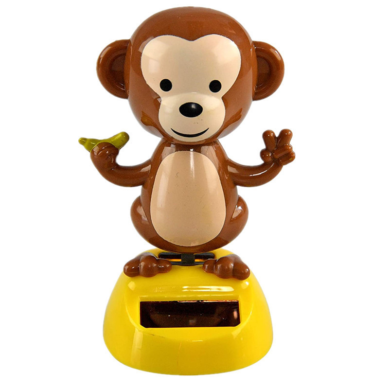 Custom Solar Powered Sunlight Energy Creative Car Decoration Halloween Cartoon ABS Monkey Animal Shape Dancing Figure Toys