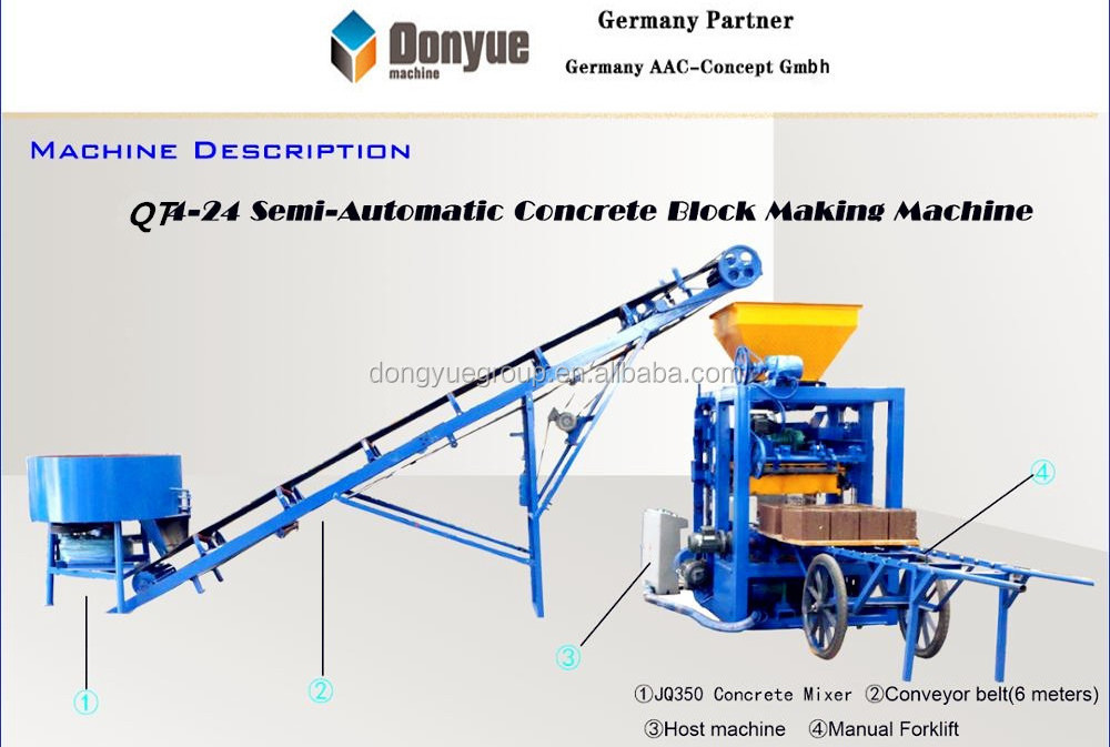 semi automatic qt 4-24 Concrete hollow block making machine price bricks cement maker