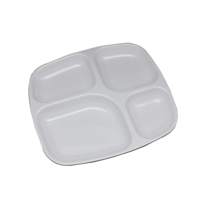 High Quality 4 Compartments Melamine Divided Dinner Plates for Restaurant Household School