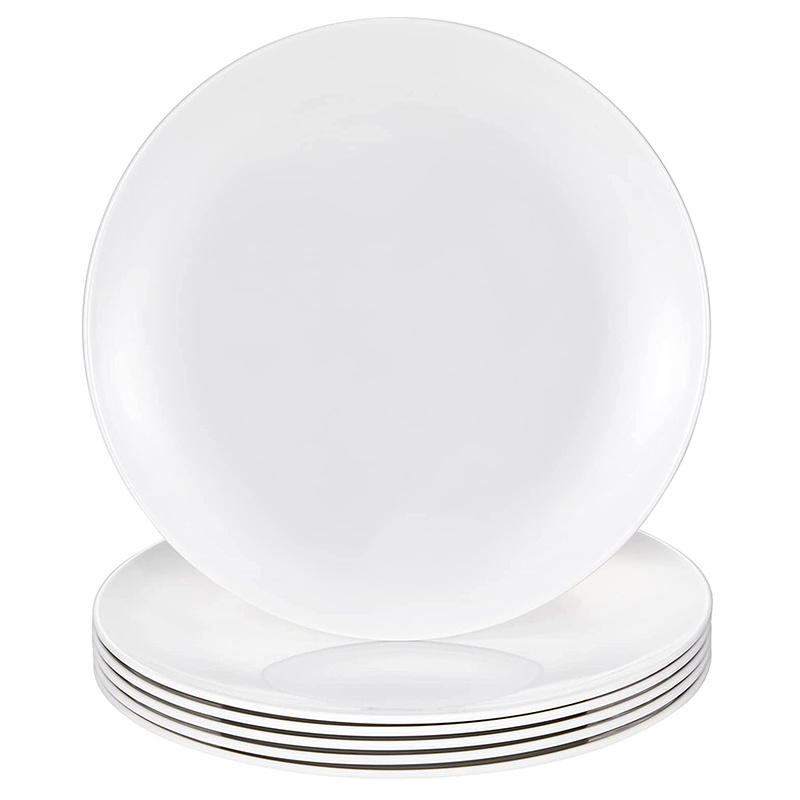 Wholesale Melamine Dinner Plates Catering Dishes for Household Restaurant Unbreakable Round White Plastic Party Food Grade 5-10