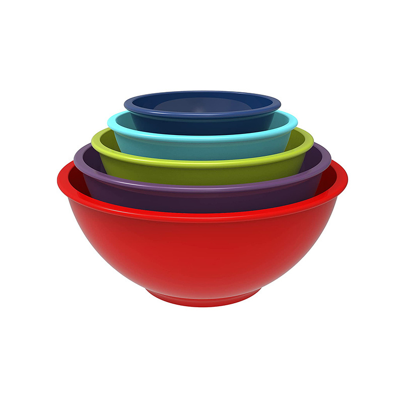 Customized Melamine Bowl Set Functional Durable Mixing Bowls Different Sizes Dishwasher Safe Tableware Solid Pattern Plate Dish