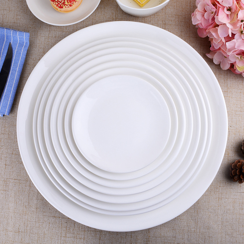 Factory customized whole sale Large Capacity 14 Inch Round White Melamine Plate