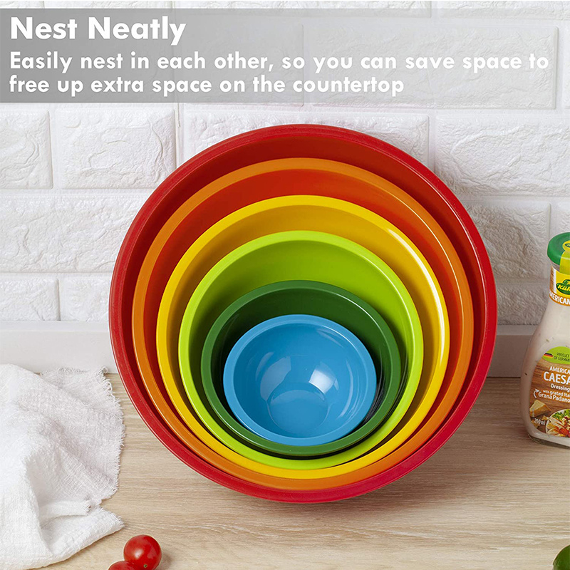 Customized Melamine Bowl Set Functional Durable Mixing Bowls Different Sizes Dishwasher Safe Tableware Solid Pattern Plate Dish