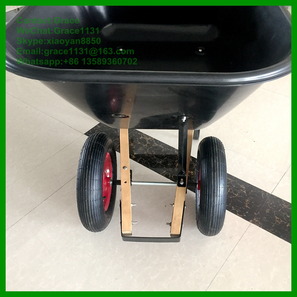 200L 210L 10CBF Capacity 200L Large plastic tray wheelbarrow hurl barrow dual wheel wheelbarrow double wheel barrow WH9600-1