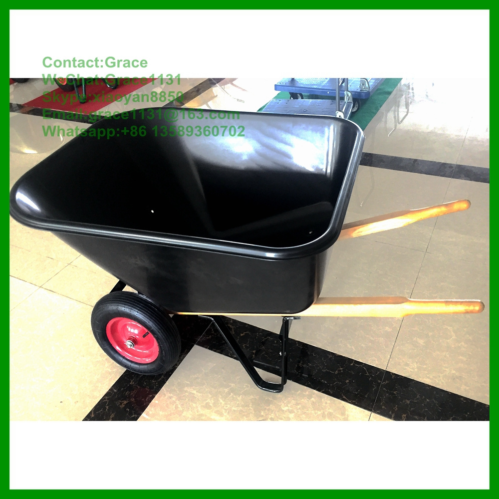 200L 210L 10CBF Capacity 200L Large plastic tray wheelbarrow hurl barrow dual wheel wheelbarrow double wheel barrow WH9600-1