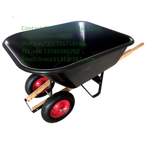 200L 210L 10CBF Capacity 200L Large plastic tray wheelbarrow hurl barrow dual wheel wheelbarrow double wheel barrow WH9600-1