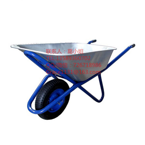 Russia wheelbarrow manufacture heavy duty wheel barrow metal wheelbarrow with galvanized tray 100L 110L Capacity barrow QingDao