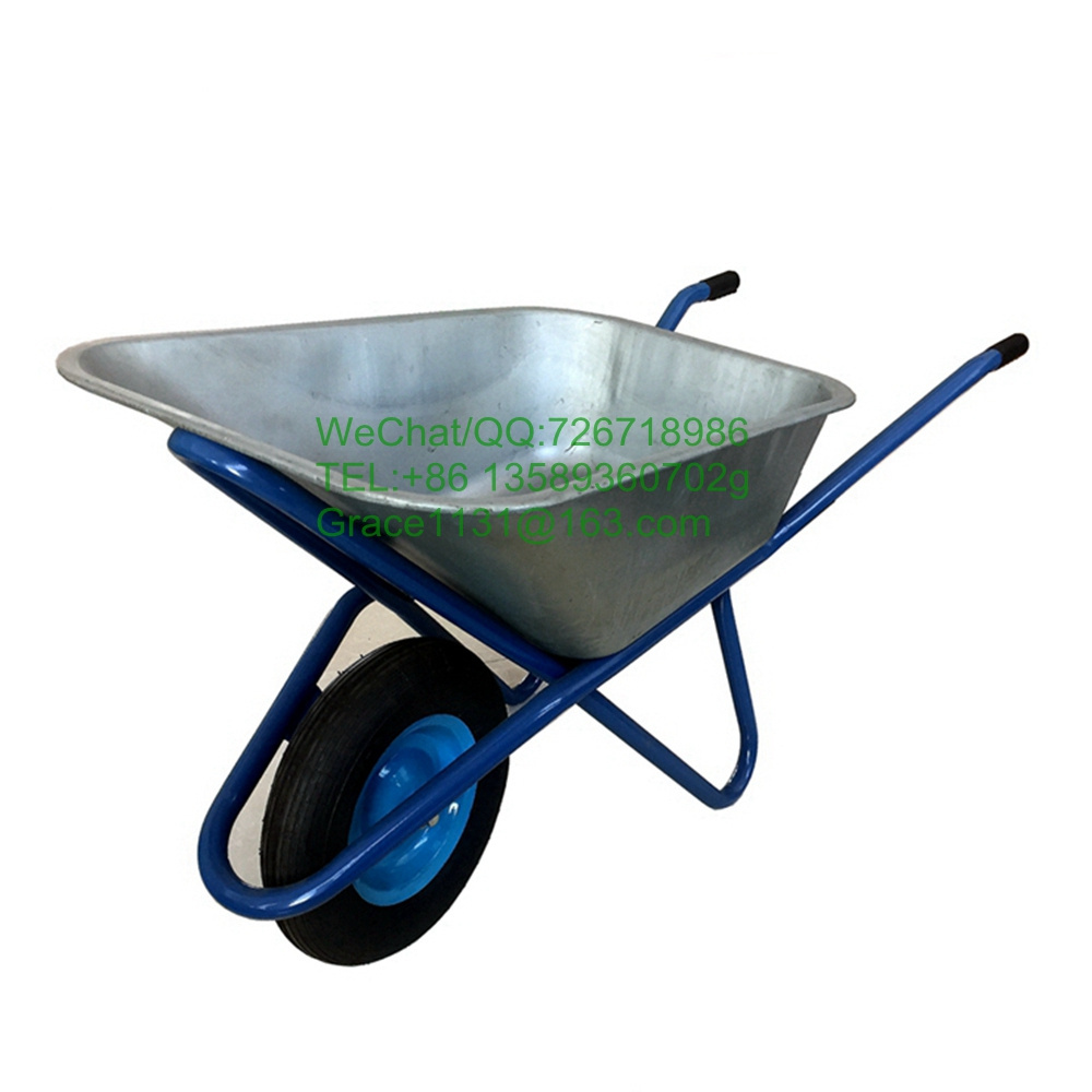 Russia wheelbarrow manufacture heavy duty wheel barrow metal wheelbarrow with galvanized tray 100L 110L Capacity barrow QingDao