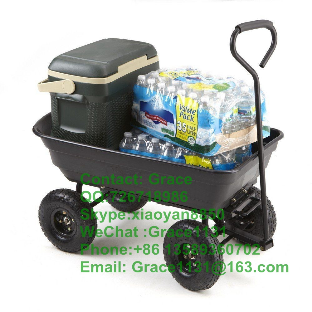 660LB capacity Heavy Duty poly Garden Dump Cart with Steel Frame Wheelbarrow Wagon Carrier Air Tires hand trolley dolly TC2145