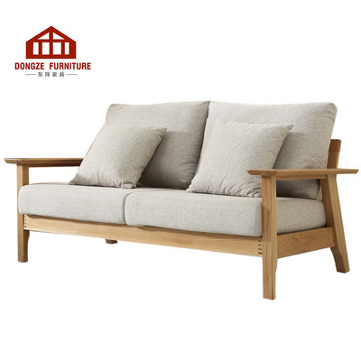 Modern Solid Wood Frame Oak Wide Armrest Sofa Korean Style Living Room Furniture