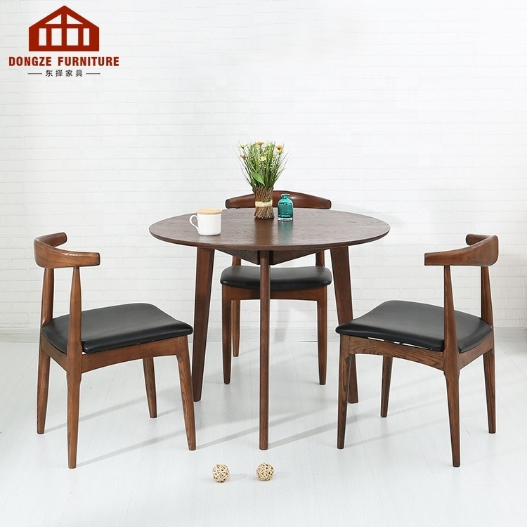 Nordic Dining Table Chairs Restaurant Furniture Hans Wegner Rattan Dining Chair Wooden Ox Horn Elbow Chair