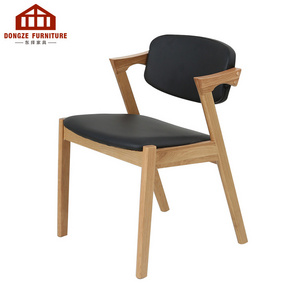 Japanese design restaurant furniture Z shape PVC leather upholstered arm dining chair