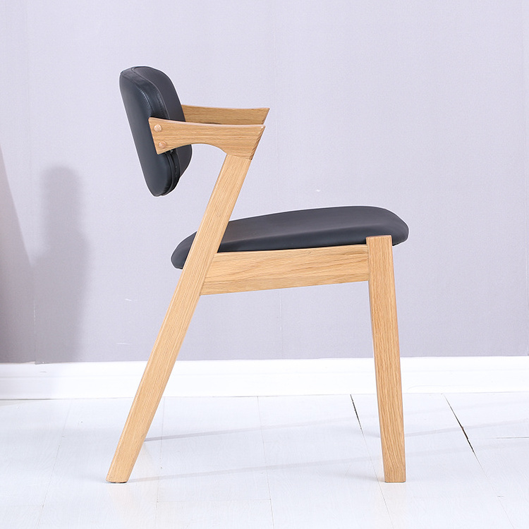 Japanese design restaurant furniture Z shape PVC leather upholstered arm dining chair