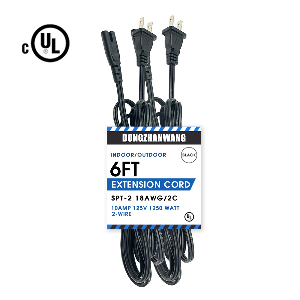 UL Certification American Plug AC US Polarized Polarity 2Pin Cord C7 IEC Connector 2 Pin USA Power Cable