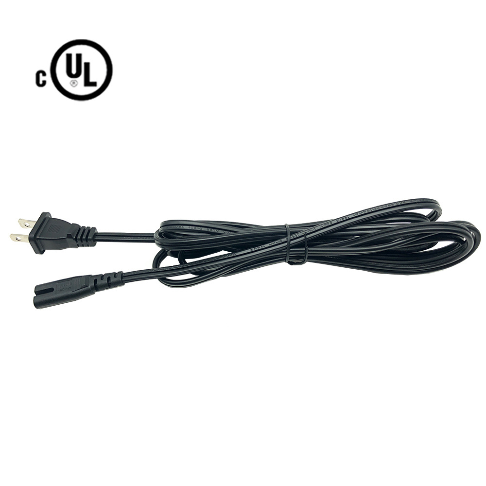 UL Certification American Plug AC US Polarized Polarity 2Pin Cord C7 IEC Connector 2 Pin USA Power Cable