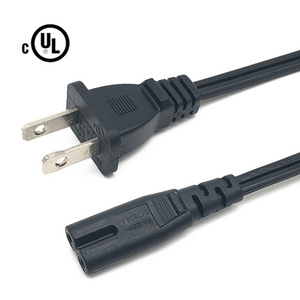 UL Certification American Plug AC US Polarized Polarity 2Pin Cord C7 IEC Connector 2 Pin USA Power Cable