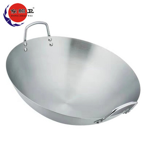 Hotel Traditional Cookware Wok Round Cast Chinese Cover Metal Steel Stainless 201 Frying Wok