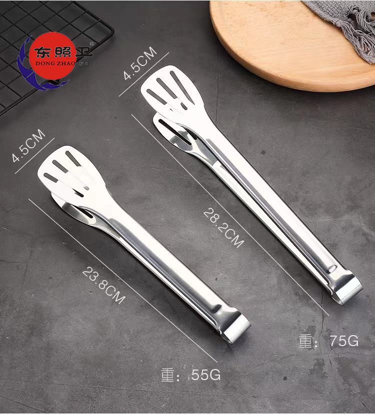 Factory Various Size Metal Tongs 5/7/9/12 inches Three-wire Food Clip Kitchen Utensils 304 Stainless Steel Food Tongs