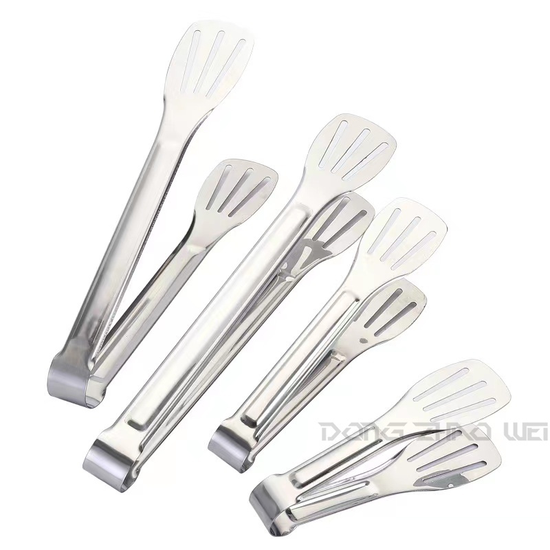 Factory Various Size Metal Tongs 5/7/9/12 inches Three-wire Food Clip Kitchen Utensils 304 Stainless Steel Food Tongs