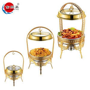 9L Gold Hanging Hinged Lid Chafing Dish Buffet Set For Catering Pour Buffet Stainless Steel Food Warmer Luxury Chafing Dishes