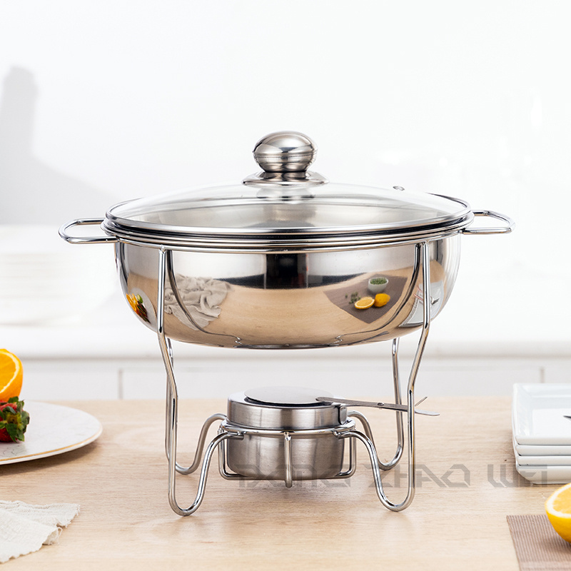 Restaurant Hotel Serving 201 Stainless Steel Chafing Dish Buffet Set With Glass Lid 3.5L Hot Pot Food Warmer Set