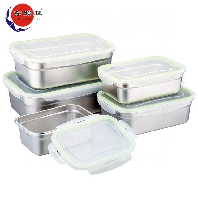 High quality reusability  big sizes stainless steel food containers keep food fresh box lunch food storage box