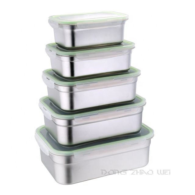 High quality reusability  big sizes stainless steel food containers keep food fresh box lunch food storage box