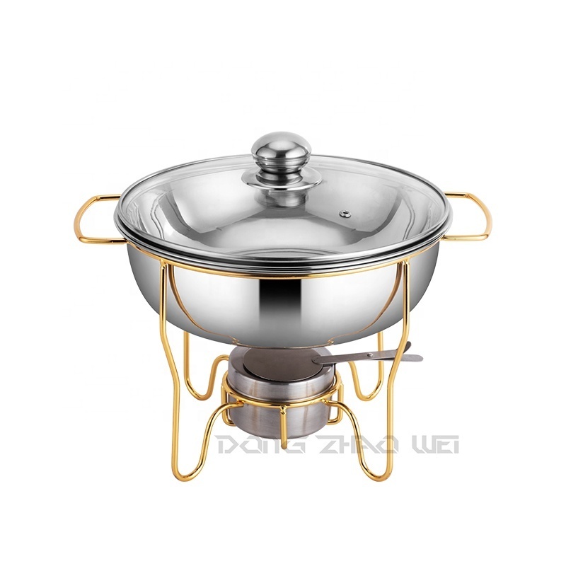 Restaurant Hotel Serving 201 Stainless Steel Chafing Dish Buffet Set With Glass Lid 3.5L Hot Pot Food Warmer Set