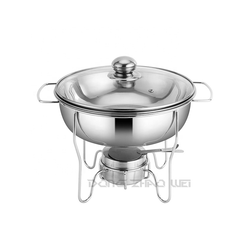 Restaurant Hotel Serving 201 Stainless Steel Chafing Dish Buffet Set With Glass Lid 3.5L Hot Pot Food Warmer Set