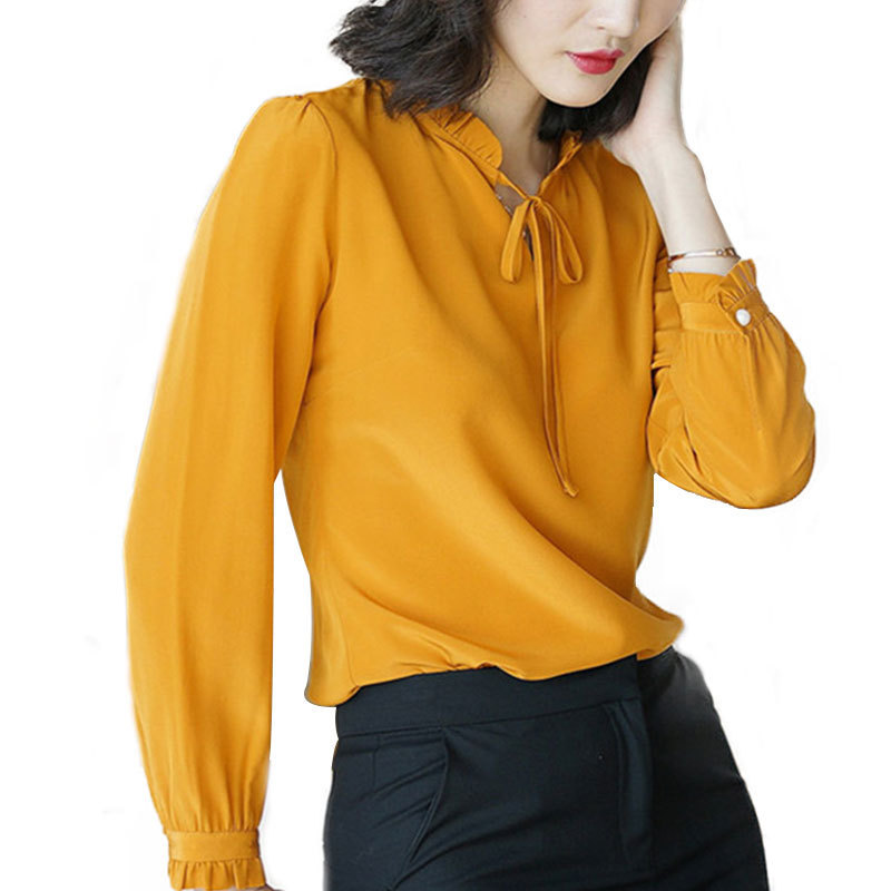 Various size cost latest chiffon shirts elegant blouse women women's chiffon shirt chiffon long sleeve shirts