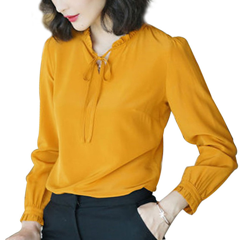 Various size cost latest chiffon shirts elegant blouse women women's chiffon shirt chiffon long sleeve shirts